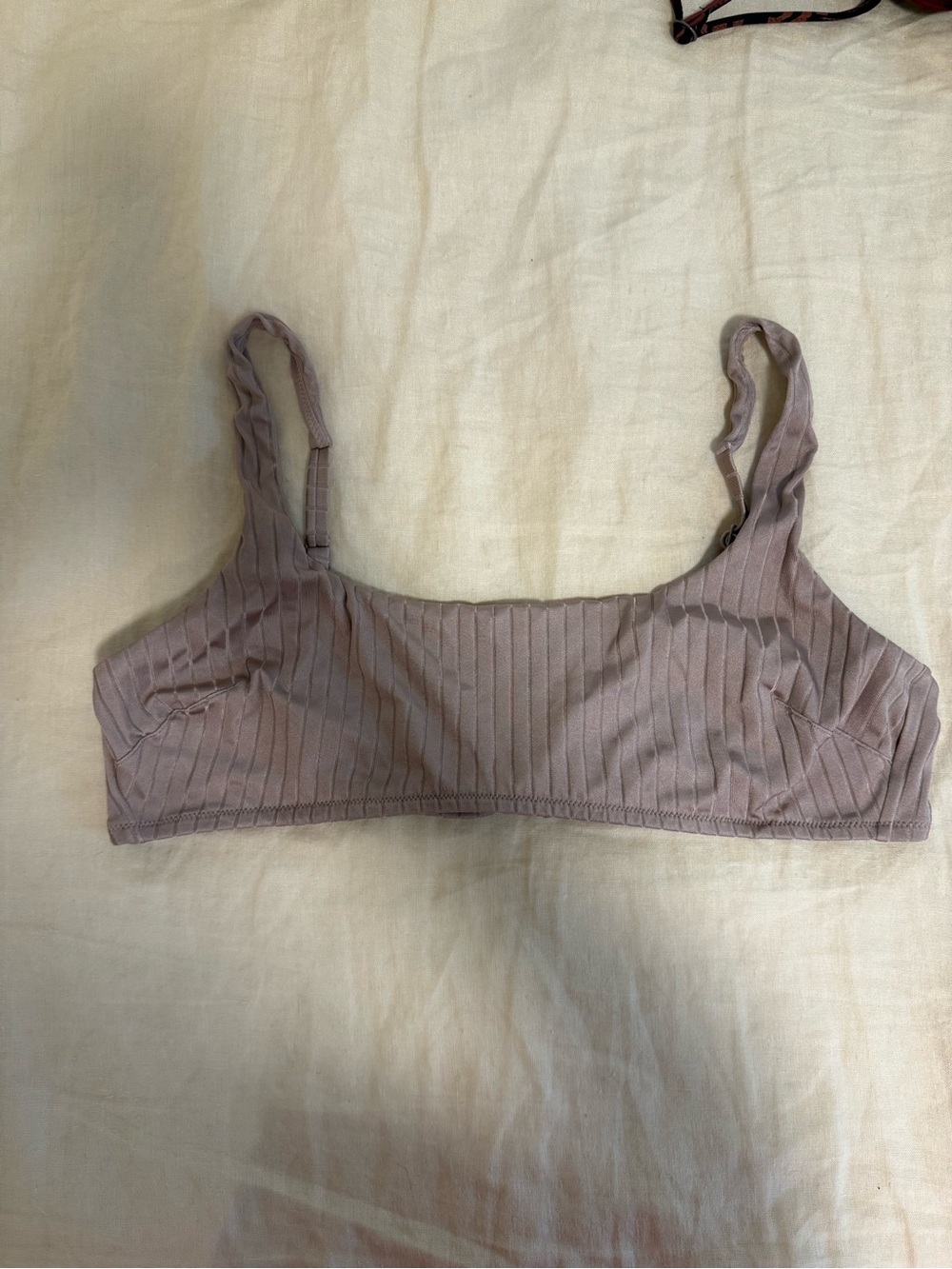 Ribbed Mauve Bikini Top